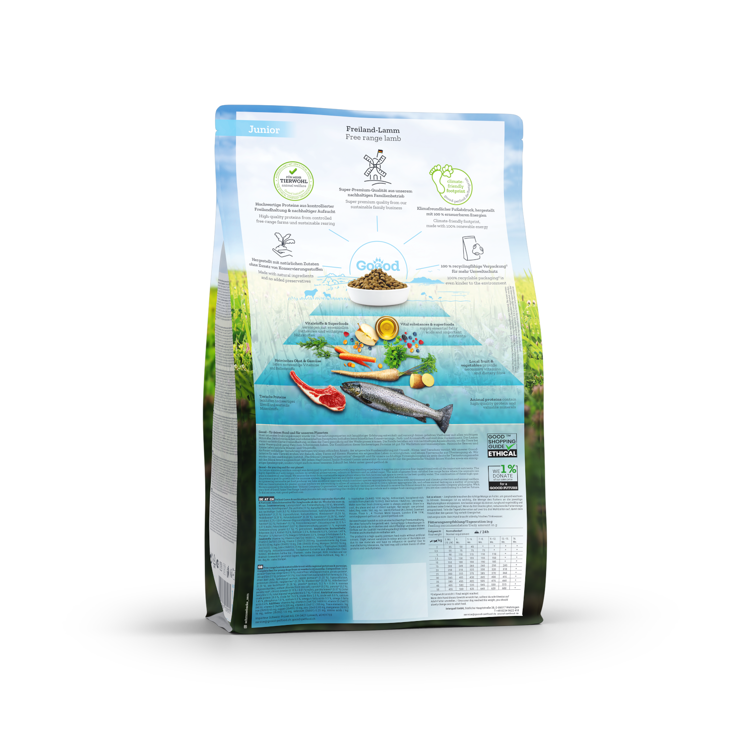 Croquettes chien junior à l'agneau fermier & truite durable