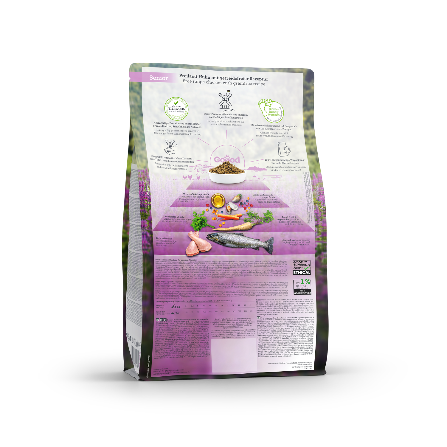 Croquettes chien senior au poulet fermier & truite durable