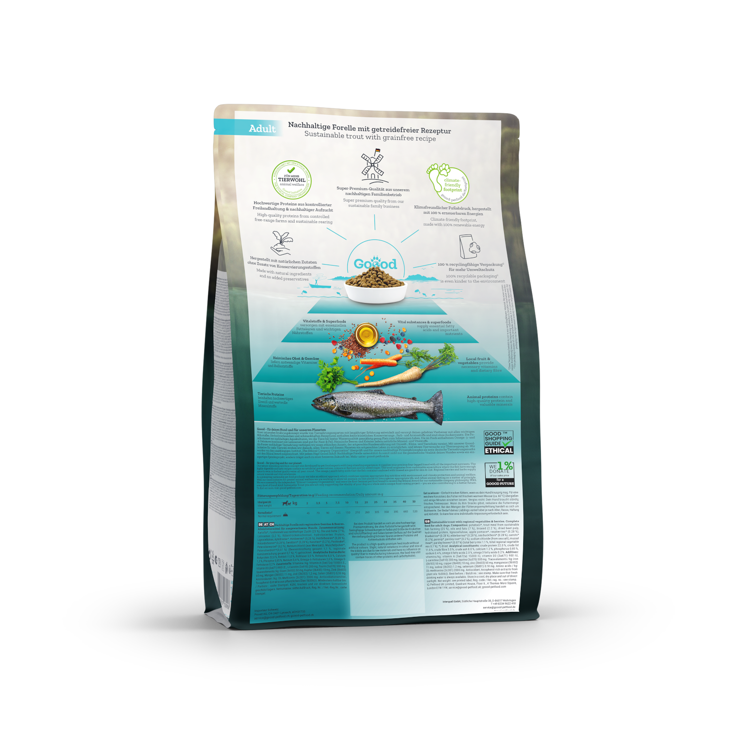 Croquettes chien adulte à la truite durable sans céréales